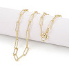 Brass Textured Paperclip Chain Necklace Making MAK-S072-03A-LG-1