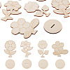 20Pcs 4 Styles Flower Unfinished Wood Display Decorations for DIY Painting Decoration Crafts DJEW-TA0001-38-2