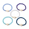 10Pcs 10 Styles Faceted Glass & Handmade Polymer Clay Breaded Stretch Bracelets BJEW-JB10259-3