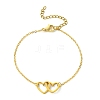 Alloy Interflocking Heart Link Bracelet with Brass Cable Chains BJEW-JB09797-1