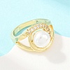 Brass Micro Pave Cubic Zirconia Finger Rings for Women RJEW-D340-02G-06-4