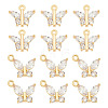 BENECREAT 12Pcs 2 Styles Brass with Clear Cubic Zirconia Charms KK-BC0012-52-1