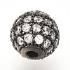 Brass Micro Pave Cubic Zirconia Beads ZIRC-Q013-12mm-142B-1