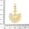 Brass Clear Cubic Zirconia Fan European Dangle Charms KK-Z090-05G-3