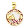 Brass Micro Pave Clear Cubic Zirconia Pendants KK-K354-04G-01-1