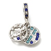 Rack Plating Alloy Rhinestone European Dangle Charms PALLOY-A009-02P-1