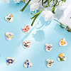 60Pcs 10 Colors Floral Printed Porcelain Beads PORC-PA0001-02-6