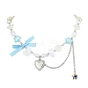 Alloy Heart Pendant Necklace with Bowknot NJEW-FZ00009-3