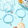 3Pcs 3 Style Turtle & Sea Horse Alloy Charm Bracelets Set BJEW-JB09523-5