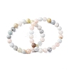 Natural Morganite Round Beaded Stretch Bracelets for Men Women BJEW-G743-01H-01-4