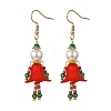 Christmas 304 Stainless Steel Glass Human Dangle Earrings EJEW-MZ00484-5