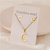 Stainless Steel Letter Pendant Necklaces & Stud Earrings Sets WG3FD2C-03-1