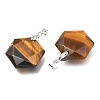 Faceted Natural Tiger Eye Pendants G-F340-03H-2