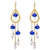 Natural Quartz Crystal Teardrop & Lampwork Mushroom Chandelier Earrings EJEW-SW00018-01-1