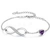 Infinity & Heart 925 Sterling Silver Pave Cubic Zirconia Link Bracelets FS-WGF63DC-07-1