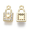 Brass Micro Pave Clear Cubic Zirconia Charms KK-S348-543-NF-2