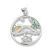 Brass Micro Pave Cubic Zirconia Pendants KK-P330-07B-P-1