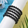 Natural Obsidian Stretch Beaded Bracelets G-A185-01A-5