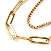 304 Stainless Steel Double Layer Round Box Chains & Paperclip Chain Necklaces for Women NJEW-G140-16B-G-2