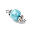 Baking Painted Pearlized Glass Pearl Round Connector Charms PALLOY-JF03298-4