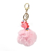 Cute Unicorn PVC & Imitate Rex Rabbit Fur Ball Keychain KEYC-C005-03A-1