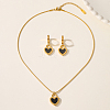 201 Stainless Steel Shell Heart Stud Earrings & Pendant Necklaces Sets for Women GN7262-3