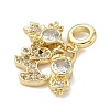 Brass Micro Pave Clear Cubic Zirconia European Dangle Charms LS-KK-K368-30G-2