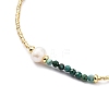 Adjustable Miyuki Seed & Pearl & Natural African Turquoise Beaded Necklaces NJEW-O127-01-2