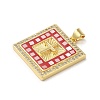 Square with Corss  Brass Micro Pave Cubic Zirconia Pendants KK-K385-041G-3