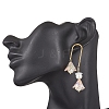 304 Stainless Steel Glass Flower Dangle Stud Earrings EJEW-JE06481-03-3