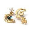 Moon & Star Rack Plating Brass Micro Pave Cubic Zirconia Pendants KK-C037-08G-3