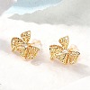 Bowknot Brass Micro Pave Cubic Zirconia Stud Earrings EJEW-B148-07A-G-2