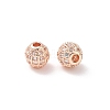 Round Brass Micro Pave Cubic Zirconia Beads ZIRC-N016-01RG-6MM-1