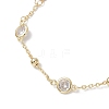 Adjustable Brass Clear Cubic Zirconia Flat Round Link Chains Slider Bracelets BJEW-JB12326-3