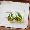 Brass Pave Cubic Zirconia Stud Earrings WG20E7A-01-1