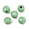 Printed Wood European Beads WOOD-G029-07C-1
