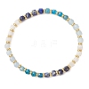 Natural Lapis Lazuli & Aquamarine & Rainbow Moonstone & Apatite Beaded Stretch Bracelets BJEW-JB13485-02-2