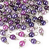 70Pcs 7 Colors Glass Pearl Round Connector Charms PALLOY-TA00267-3