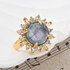 Sunflower Natural Fluorite Finger Rings RJEW-B113-03G-01-3