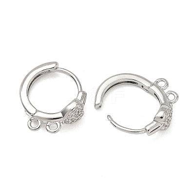 SHEGRACE Brass Micro Pave Clear Cubic Zirconia Hoop Earrings Findings XGR0153P-92P-1