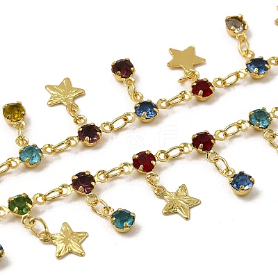 Brass Flat Round with Star Link Chains CHC-H114-06G-02-1