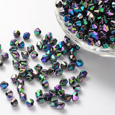 Bicone AB Color Plated Eco-Friendly Transparent Acrylic Beads TACR-A003-5mm-45-1