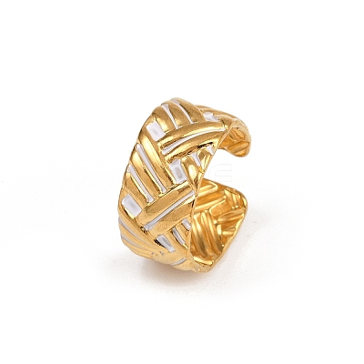 304 Stainless Steel Adjustable Enamel Cuff Rings for Women LS-RJEW-A074-06G-1