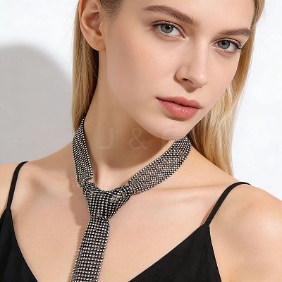 Alloy Full Crystal Rhinestone Mesh Tassel Y Necklaces for Women WG87624-02-1