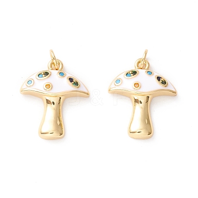 Autumn Theme Rack Plating Brass Micro Pave Colorful Cubic Zirconia Pendants KK-D073-06G-03-1