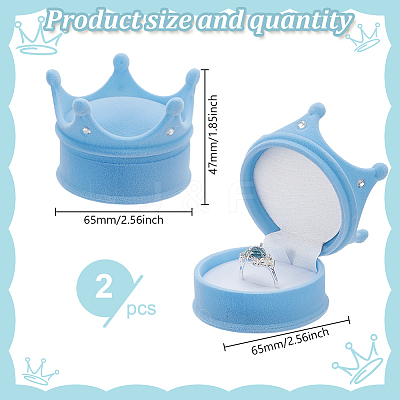 2Pcs Velvet Rings Gift Storage Boxes AJEW-GO0002-24B-02-1