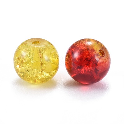 5 Colors Spray Painted & Baking Paint Crackle Glass Beads CCG-X0010-12-8mm-1