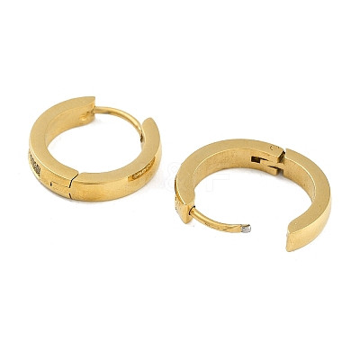 Ion Plating(IP) 304 Stainless Steel Micro Pave Clear Cubic Zirconia Huggie Hoop Earrings EJEW-C096-01E-G-1