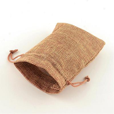Polyester Imitation Burlap Packing Pouches Drawstring Bags ABAG-R004-18x13cm-03-1