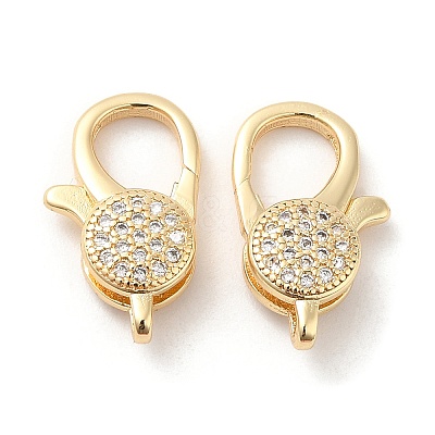 Brass Micro Pave Clear Cubic Zirconia Lobster Claw Clasps X-KK-F860-36G-1